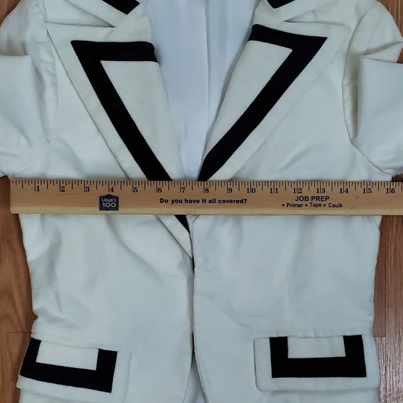 alice olivia size S corduroy trim satin blazer jacket off white casual career - Picture 9 of 12